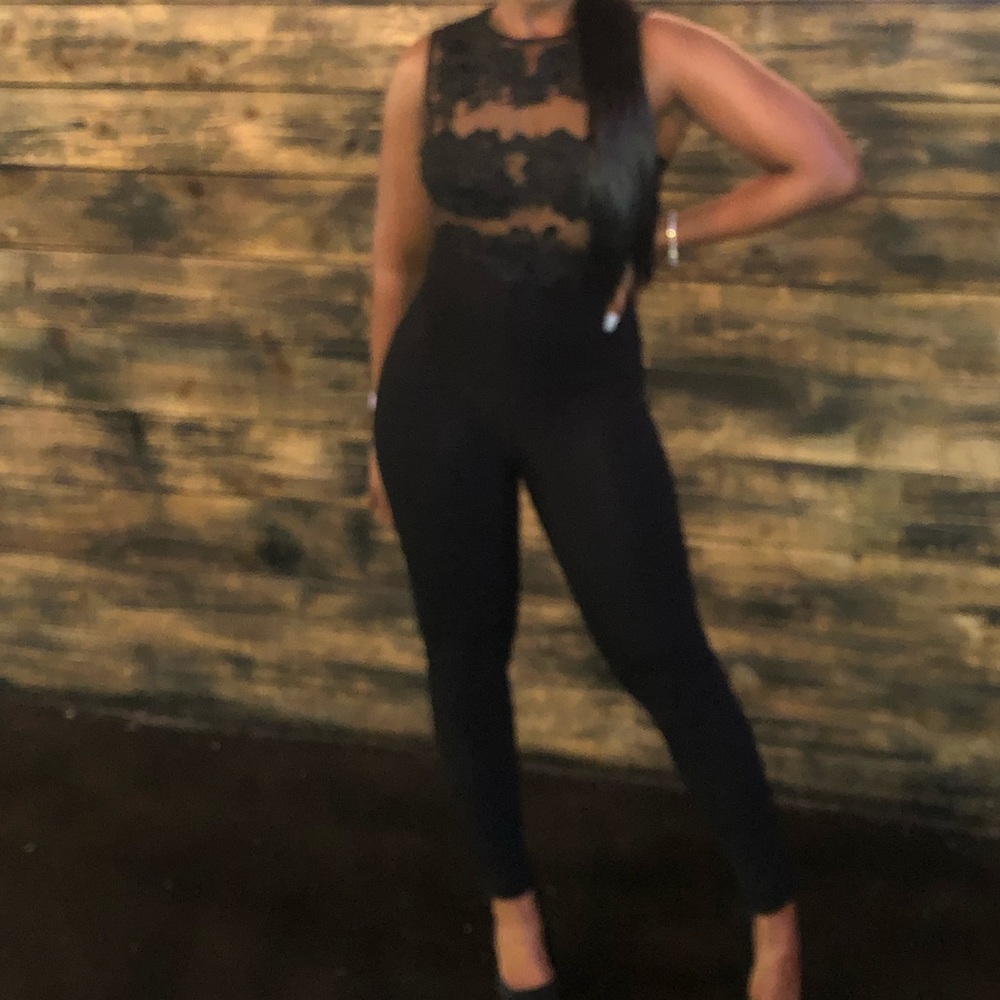 Peekaboo Black lace jumpsuit